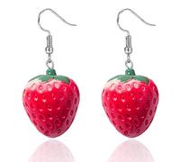 Cute Red Strawberry Dangle Drop Earrings Simulated 3D Fruit Strawberry Earrings Sweet Strawberrys Resin Earring Birthday Party Christmas Halloween Jewelry for Women, Large, Resin, No Gemstone