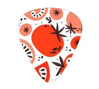 Cute Red Tomato Pattern Guitar Pick 12 Packs Guitar Plectrums Best Musical Gift Including 0.46mm/0.71mm/0.96mm
