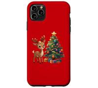Cute Reindeer by Decorated Christmas Tree Holiday Artwork Case for iPhone 11 Pro Max
