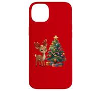 Cute Reindeer by Decorated Christmas Tree Holiday Artwork Case for iPhone 14 Plus