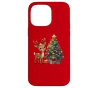 Cute Reindeer by Decorated Christmas Tree Holiday Artwork Case for iPhone 14 Pro Max
