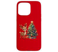 Cute Reindeer by Decorated Christmas Tree Holiday Artwork Case for iPhone 15 Pro Max