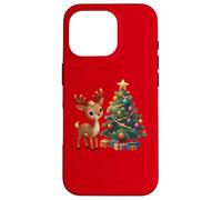 Cute Reindeer by Decorated Christmas Tree Holiday Artwork Case for iPhone 16 Pro