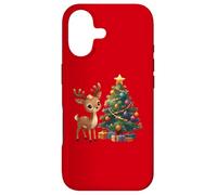 Cute Reindeer by Decorated Christmas Tree Holiday Artwork Case for iPhone 17