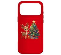Cute Reindeer by Decorated Christmas Tree Holiday Artwork Case for iPhone 17 Pro Max