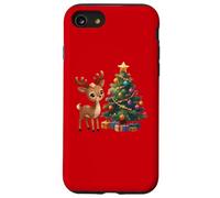 Cute Reindeer by Decorated Christmas Tree Holiday Artwork Case for iPhone SE (2020) / 7/8