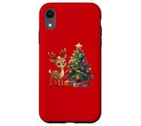 Cute Reindeer by Decorated Christmas Tree Holiday Artwork Case for iPhone XR