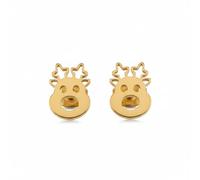 Cute Reindeer Christmas Small Stud Earrings - Stainless Steel Tiny Deer Elk Animal Head Cartilage Studs Earring for Women Daughter Minimalist Birthday Jewelry, 10*7.5mm, Stainless Steel, No Gemstone