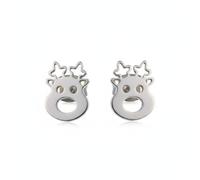 Cute Reindeer Christmas Small Stud Earrings - Stainless Steel Tiny Deer Elk Animal Head Cartilage Studs Earring for Women Daughter Minimalist Birthday Jewelry, 10*7.5mm, Stainless Steel, No Gemstone