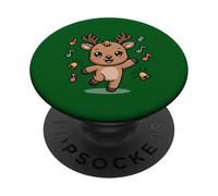 Cute Reindeer Dancing Music Bells PopSockets Adhesive PopGrip