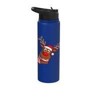 Cute Reindeer Head Wearing American Flag Scarf Christmas Stainless Steel Insulated Water Bottle
