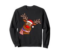 Cute Reindeer Head Wearing American Flag Scarf Christmas Sweatshirt