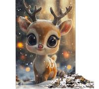 Cute Reindeer Puzzles 500 Pieces Wooden Puzzles Puzzles Wooden Puzzles Family Activity Jigsaw Puzzles 500pcs (52x38cm)