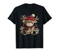 Cute Reindeer with Cozy Hat Holiday Magic T-Shirt