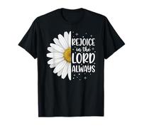 Cute Rejoice in The Lord Always Bible Verse Christian Women T-Shirt