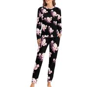 Cute Relaxed Axolotl Women's Pajamas Set Long Sleeve Lounge Sets Soft Sleepwear with Pockets M