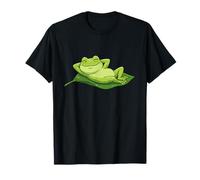 Cute Relaxing Frog On Leaf Lazy Day Vibes T-Shirt