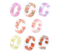 Cute Resin Indie Rings For Women Teen Trendy Colorful Fruit Plastic Rings Aesthetic Chunky Acrylic Stackable Rings Jewelry Practical and professional