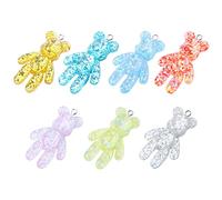 Cute Resin Little Bears Pendant Charm, Little Bears Pendant 28 * 44MM Bracelets Charm Glitter Bear Keychain Necklace Charm for DIY Craft(multicolor)