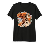 Cute Retro Halloween Lightning Bolt Pumpkin Fall Collage Premium T-Shirt