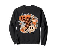 Cute Retro Halloween Lightning Bolt Pumpkin Fall Collage Sweatshirt
