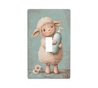 Cute Retro Lamb Bathroom Light Switch Cover Decorative Single Toggle 1 Gang Wall Plate for Kitchen Farmhouse Bedroom Bathroom Art Decor