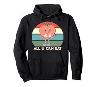 Cute Retro Peach All U Can Eat Funny Food Lover Graphic Pullover Hoodie