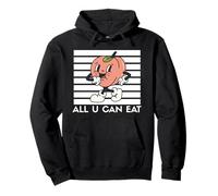 Cute Retro Peach All U Can Eat Funny Food Lover Graphic Pullover Hoodie