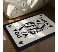 Cute Retro Playing Card Area Rugs for Bedroom Bathroom Kitchen Aesthetic Funky Dorm College Anti-Slip Floor Rug, Game Card Trendy Funny Tufting Fluffy Carpet (Playing Card Black,60*90cm/23.62*35.43in)