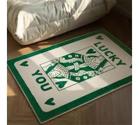 Cute Retro Playing Card Area Rugs for Bedroom Bathroom Kitchen Aesthetic Funky Dorm College Anti-Slip Floor Rug, Game Card Trendy Funny Tufting Fluffy Carpet (Playing Card Green,60*90cm/23.62*35.43in)