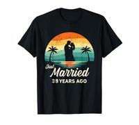 Cute Retro Sunset Just Married 39 Years Ago 39th Anniversary T-Shirt