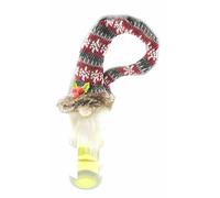 Cute Reusable Santa Hat Elf Gnome Green Red White Christmas Xmas Jumper Hat Paper Large Party Wine Bottle Gift Present Bag Wrap Cover Holder Decoration Toppers Dinner Table Decor (Red)