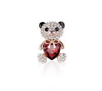 Cute Rhinestone Bear Brooch Lapel Pins for Women Girls Fashion Dainty Crystal Heart Bow Animal Enamel Brooches Pin for Suit Dresses Badge Clothing Jewelry, 1x1.45 Inches, Metal, no gemstone