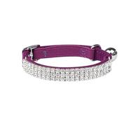 Cute Rhinestone Pet Collar Sparkling Velvet Cat Collar Bling Diamond Small Dog Collar Crystal Adjustable Puppy Collar Soft Dazzling Kitten Collar with Safety Belt and Bell for Female Male Cats Purple