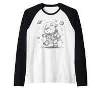 Cute Rhino Astronaut Space Explorer Cartoon Raglan Baseball Tee