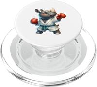 Cute Rhino Boxing Martial Arts Character Animal Design PopSockets PopGrip for MagSafe