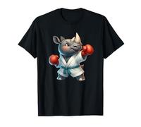 Cute Rhino Boxing Martial Arts Character Animal Design T-Shirt