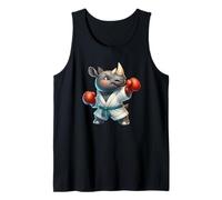 Cute Rhino Boxing Martial Arts Character Animal Design Tank Top