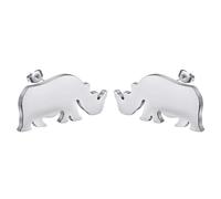 Cute Rhino Earring Stainless Steel Minimalist Rhino Stud Earrings for Women Men Animal Lovers Jewelry Gift (silver)