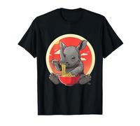 Cute Rhino Eating Ramen Japanese Noodles Rhino Noodle Art T-Shirt