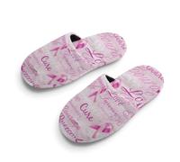 Cute Ribbon Breast Cancer Awareness Unisex Slippers Warm House Shoes Indoor Slipper Boys And Girls