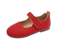 Cute Ribbon Flower Sandals for Girls Hook Loop Closure Flat Bottom Lightweight Summer Red