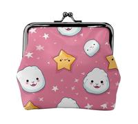 Cute Rice Balls And Stars Pattern Small Coin Purse For Women Girls Pu Leather Change Purse Wallets Key Bags Kiss-Lock Mini Coin Pouch For Women Girls