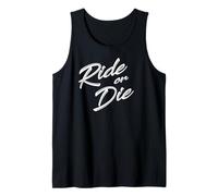 Cute Ride-OR-DIE Distressed White Text Tank Top
