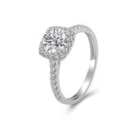 Cute Ring for Women, White Gold Vintage Ring 9K Square 4 Prongs with 1ct Moissanite Size J 1/2