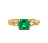 Cute Ring, Yellow Gold Anniversary Rings for Women 14K Gold with Elegant Solitaire Square 4 Prong Lab Emerald 1.5Ct Size J 1/2