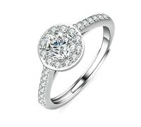 Cute Rings for Women, Women's Anniversary Rings with 0.5ct Round Shape Lab Created Diamond Silver Platinum Size J 1/2