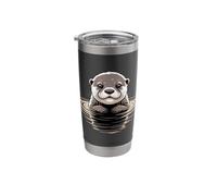 Cute River Otter Face in Water Ripples Stainless Steel Insulated Tumbler