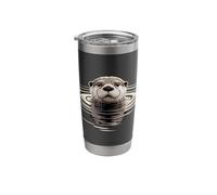Cute River Otter Face in Water Ripples Stainless Steel Insulated Tumbler