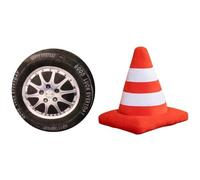 Cute Roadblock Doll - Simulation Traffic Cone Cushion, Soft Car Wheel Stuffed Toy | Long Lasting Creatives Modern Design Decorative Plush Pillow For Racing Theme Party Kids Gift